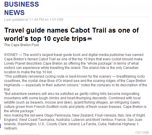 Cabot Trail Top Ten